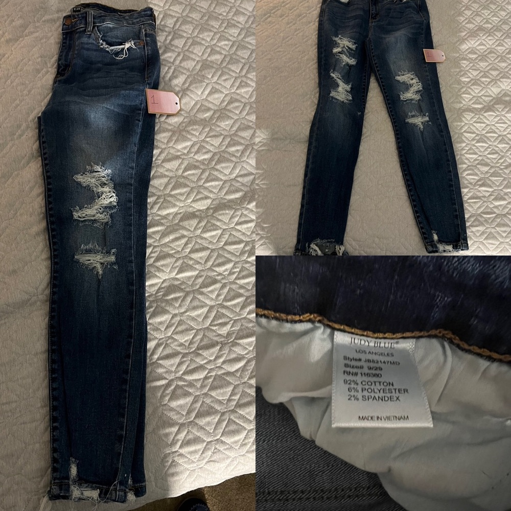 Judy Blue Dark Distressed Skinny Jean - Style 82147